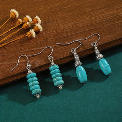 Turquoise Bohemian Hook Earrings Silver Plated Jewelry