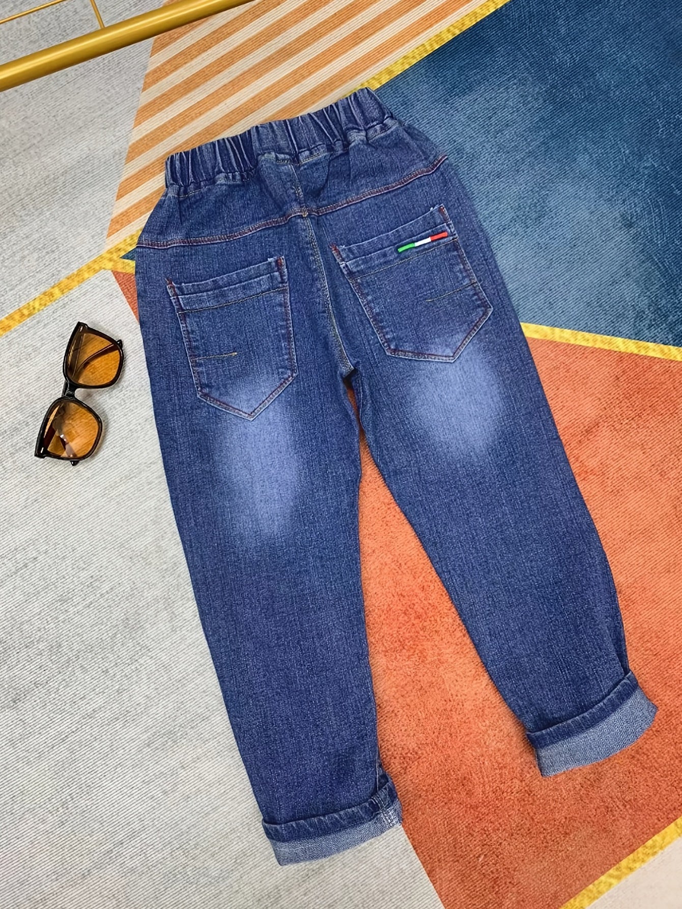 Boys Ripped Jeans Casual Elastic Waist Denim Pants Kids Clothes