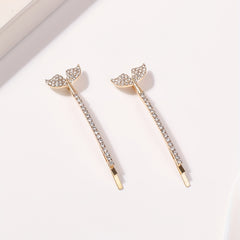 2pcs Mermaid Tail Hair Clip Bobby Pin Barrette Rhinestone Hair Slides Clip