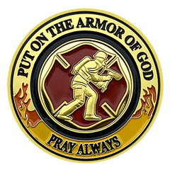 God's Armor Challenge Coin Fireman Pray In God We Trust