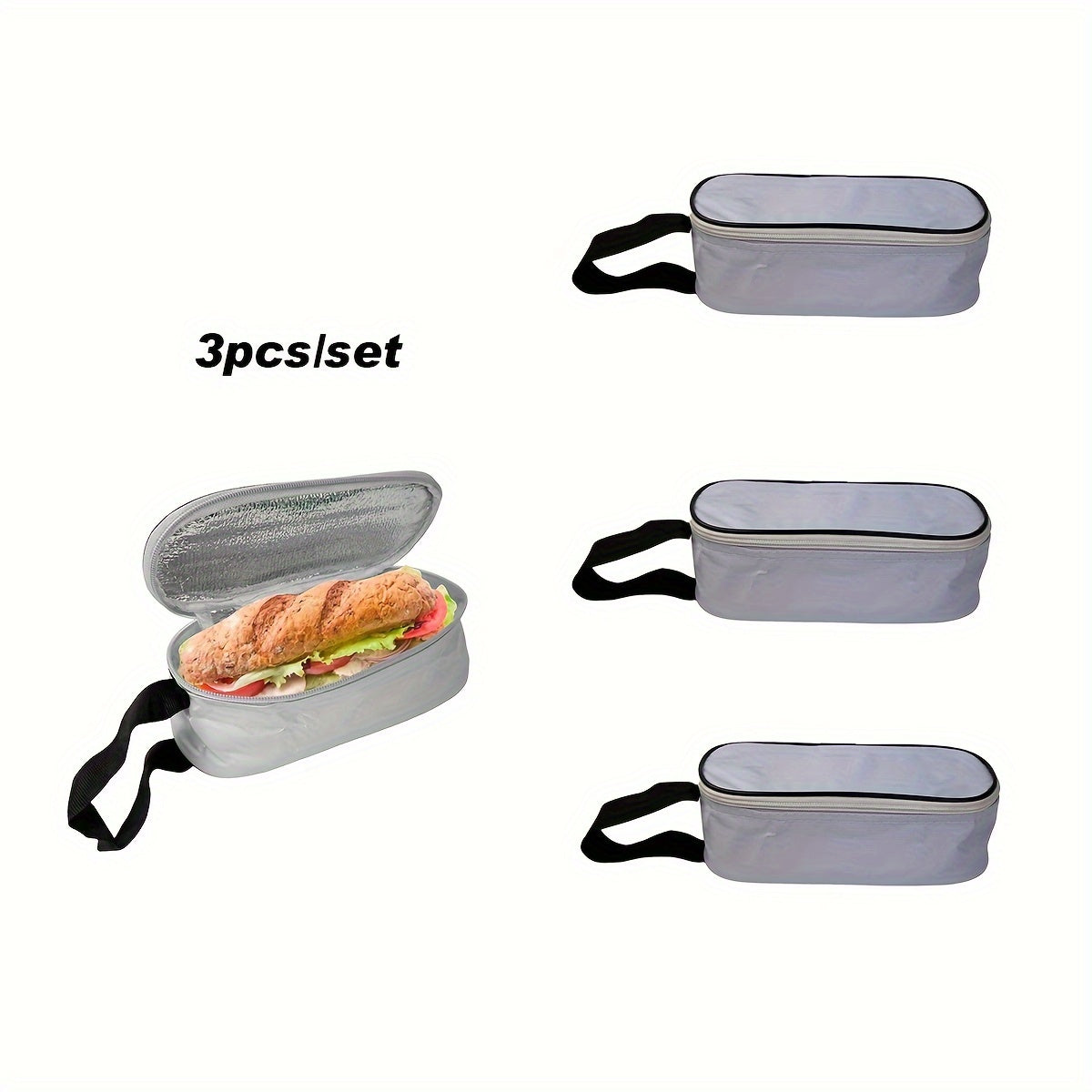 3pc Mini Thermal Insulated Lunch Pouch Portable Cooler Tote Bag Food Storage Bag