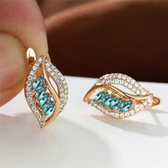 Marquise Cut Multicolor Stone Clip On Hook Earrings CZ Drop Dangle