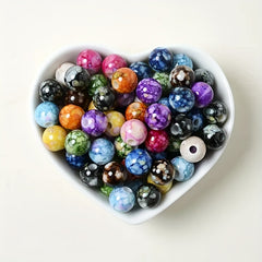 100pcs 8mm Cracked Acrylic Spacer Beads Ink Printed Ceramic Pattern Round Beads
