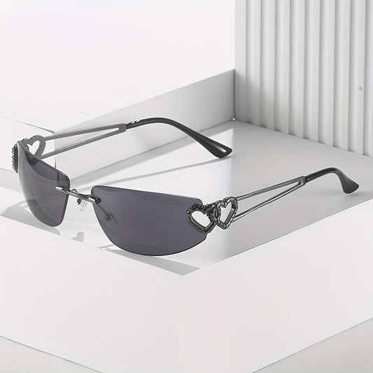 Y2K Rimless Sunglasses Oval Gradient UV400 Sun Shades