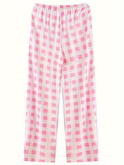 Plaid Drawstring Sleep Bottoms Cozy Home Sleep Pants Women's Loungewear