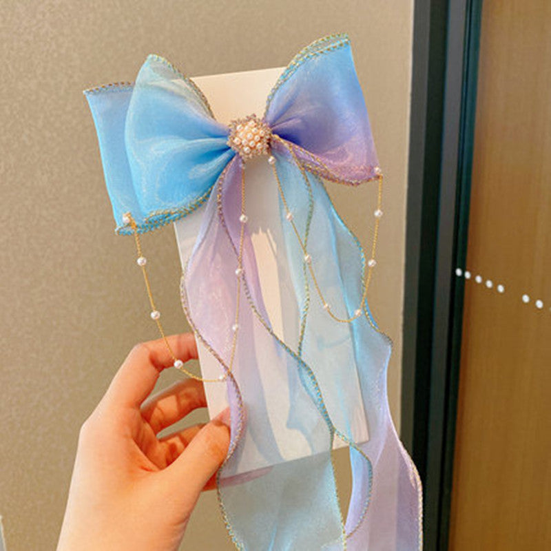 Cartoon Bow Hair Clip Big Ribbon Adult Gradient Braided Hair Extensions Wig