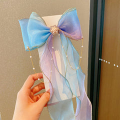 Cartoon Bow Hair Clip Big Ribbon Adult Gradient Braided Hair Extensions Wig