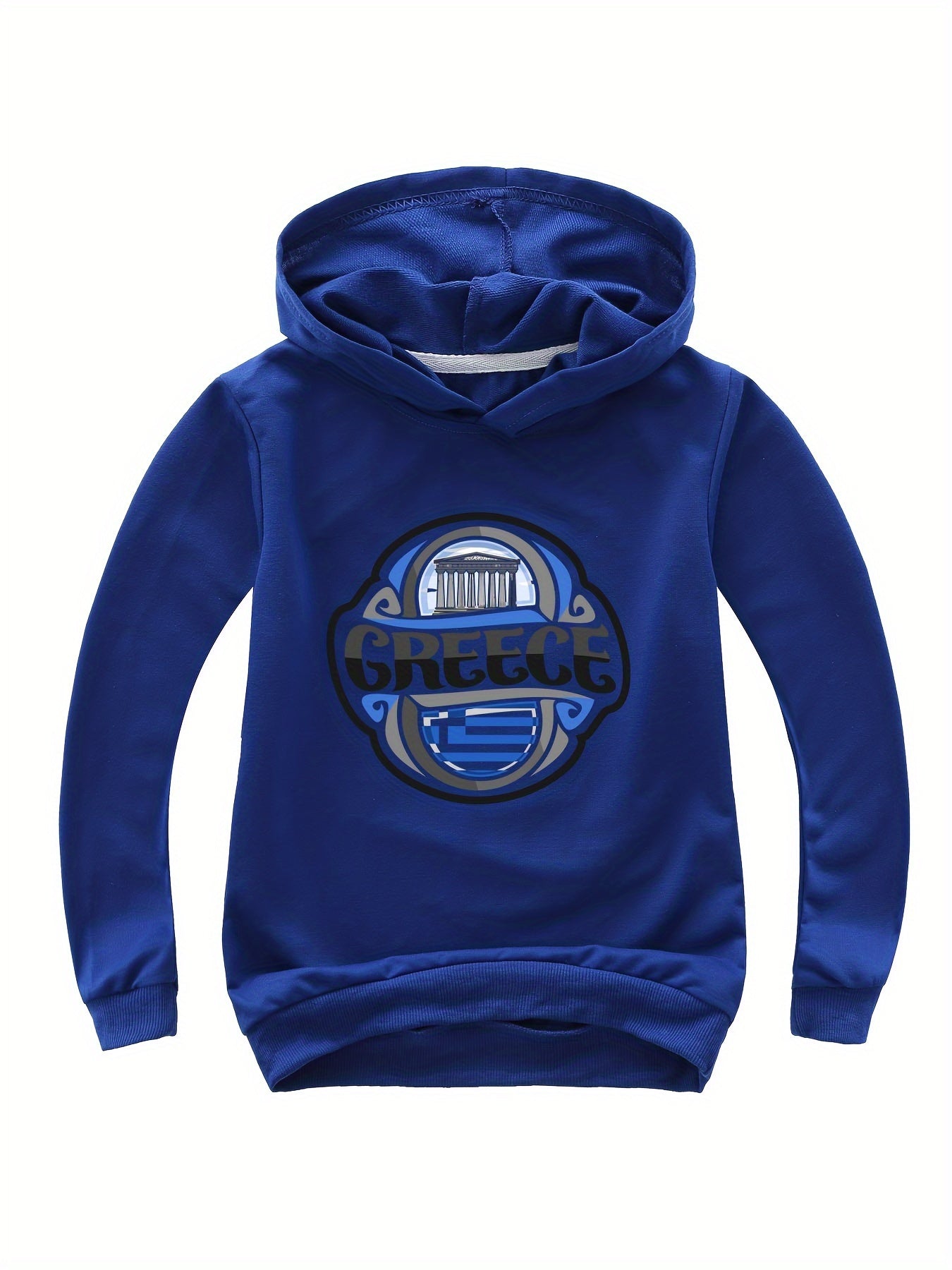 Cotton GREECE Print Hoodies Girls Comfy Hooded Sweatshirt Pullover