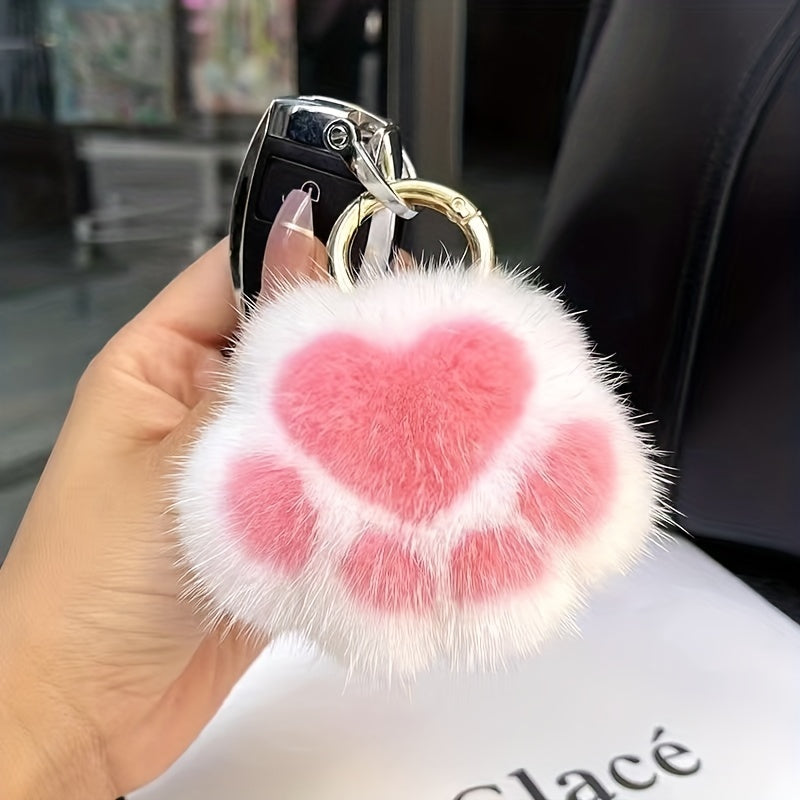 Cat Paw Plush Pendant Girl Heart Schoolbag Pendant