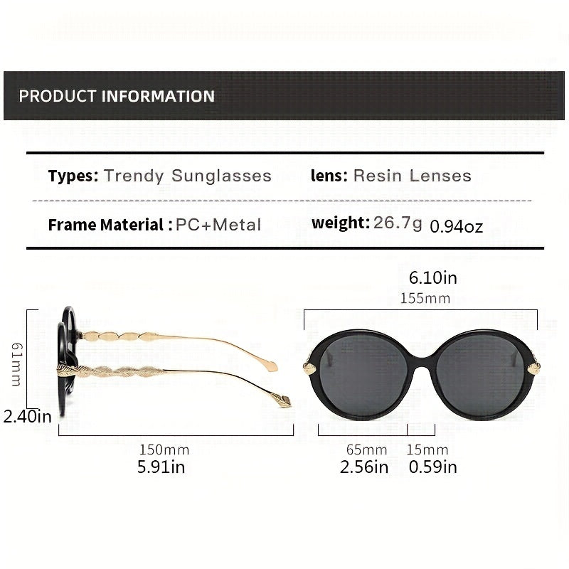 Large Oval Sunglasses For Women Leaf Gradient UV400 Sun Shades Glasses