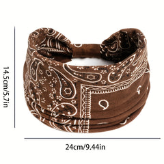 Boho Style Vintage Headband Paisley Stretchy Turban Knotted Headband