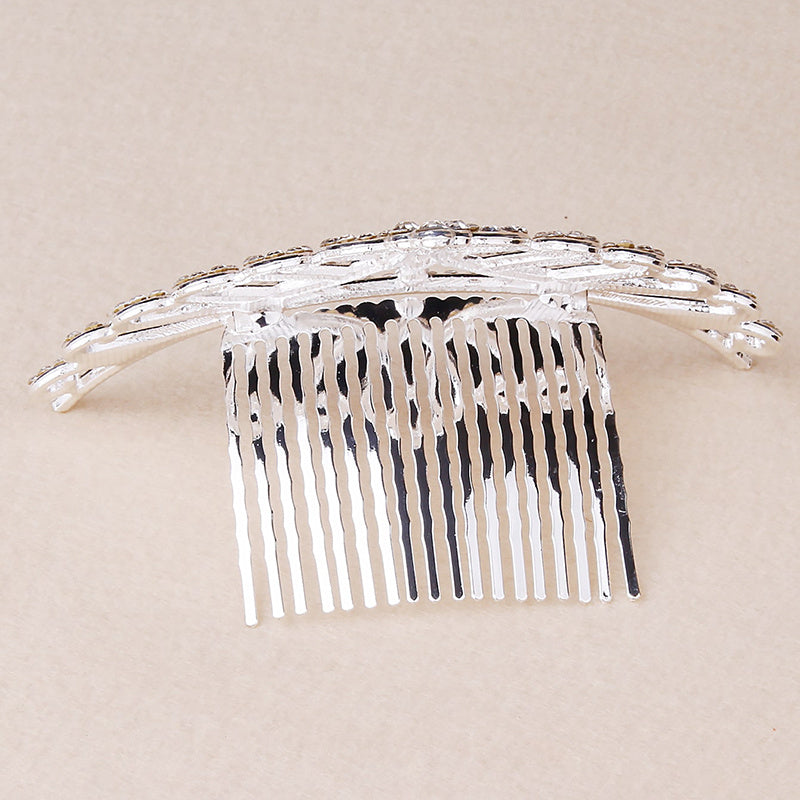 Mini Princess Crown Comb Rhinestone Hair Comb Faux Pearl Headwear