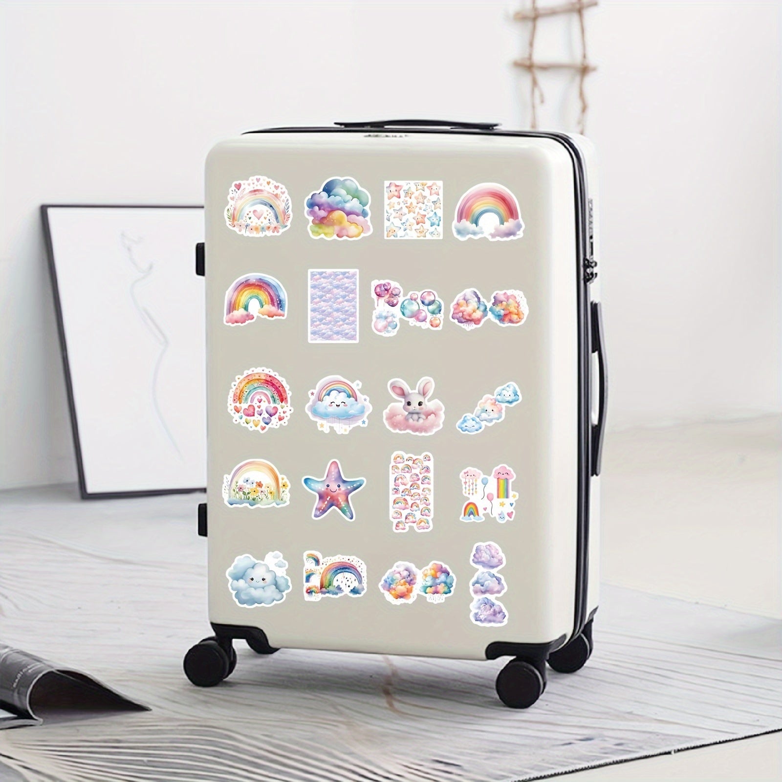 51pcs Cartoon Rainbow Star Vinyl Stickers for Water Bottles Laptops