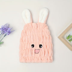 Cartoon Rabbit Hair Drying Cap Coral Velvet Hair Towel