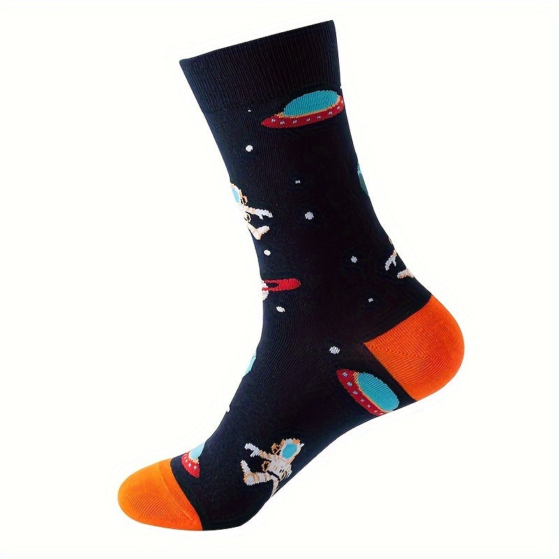 5 Pairs Cartoon Print Socks Soft Women's Mid Tube Stockings