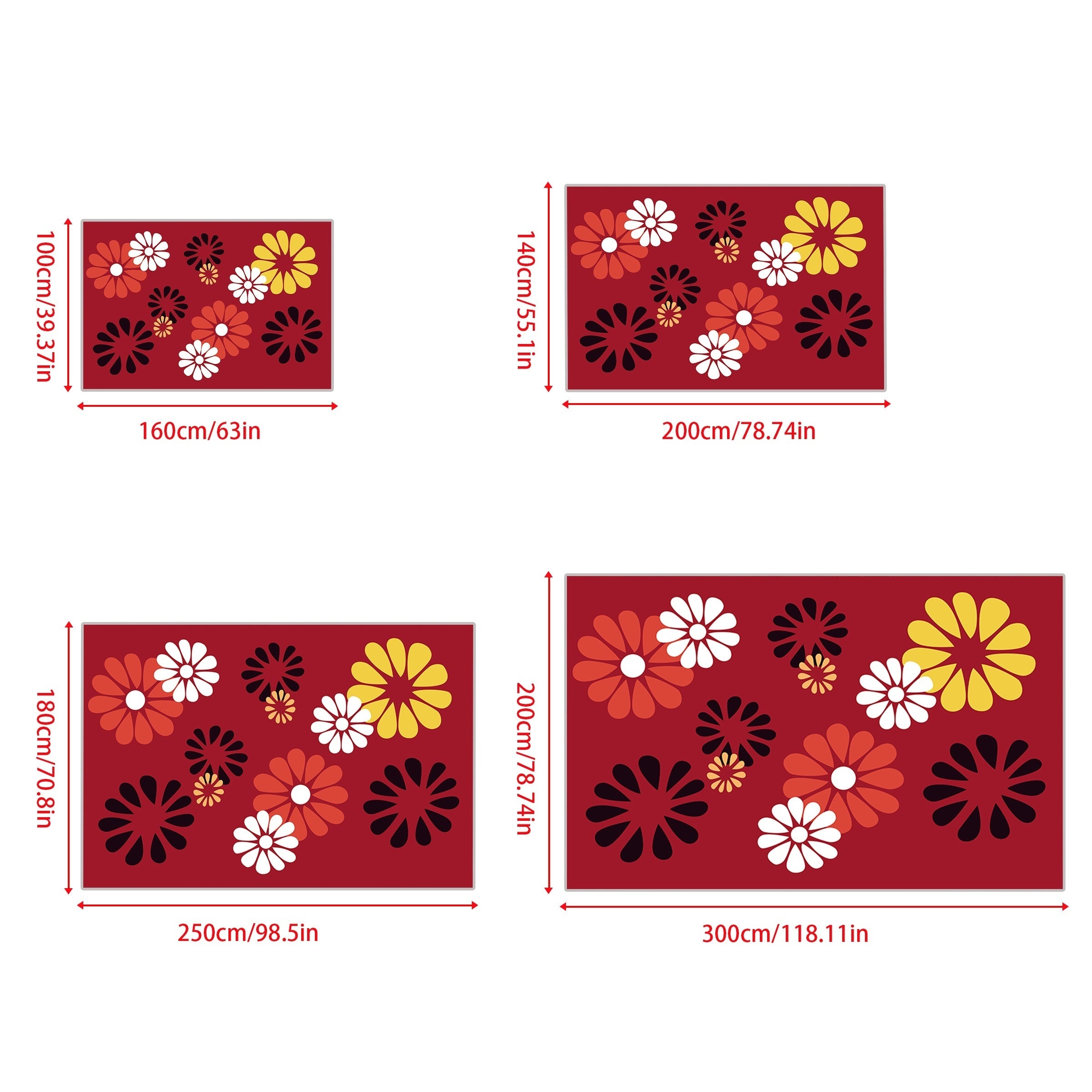 Floral Carpet Floor Mat Soft Non Slip Area Rugs for Home Office