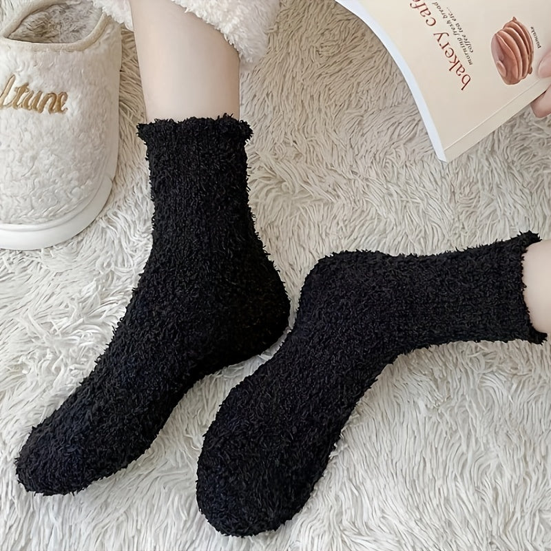 7 Pairs Fuzzy Socks Warm Mid Tube Stockings