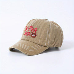 Kids Alphabet Bear Embroidered Baseball Cap for Outdoor Activities