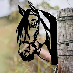 Peeping Horse Wall Decor Outdoor Iron Farm Animal Silhouette