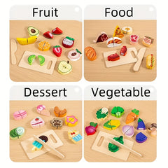 Wooden Toy Cutting Fruits and Vegetables with Magic Tape