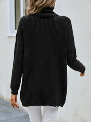  High Neck Stretch Tunic Sweater