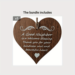Good Neighbor Wooden Heart Hang Tag Sign Gift