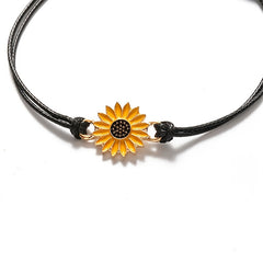 Braided Sunflower Charm Bracelet Couple Bracelet