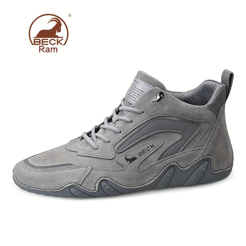 Men's High Top Leather Ankle Shoes Lightweight Non slip Waterproof Shoes