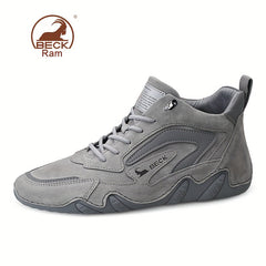 Men's High Top Leather Ankle Shoes Lightweight Non slip Waterproof Shoes