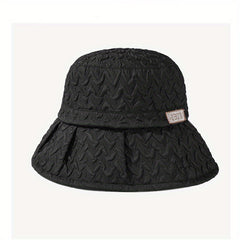 Embossed Bucket Hat Solid Pleated UV Protection Basin Hat Lightweight Fisherman