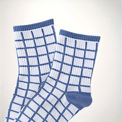 3 Pairs Bear & Plaid Print Socks Comfy & Mid Tube Socks Women's Stockings