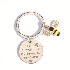 Rhinestone Bee Keychain Metal Key Ring Purse Bag Backpack Charm Gift