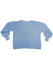  Lantern Sleeve V Neck Sweater