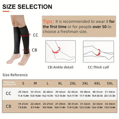 Compression Leg Sleeves 15-21mmHg Pressure Support Plus Size Calf Socks