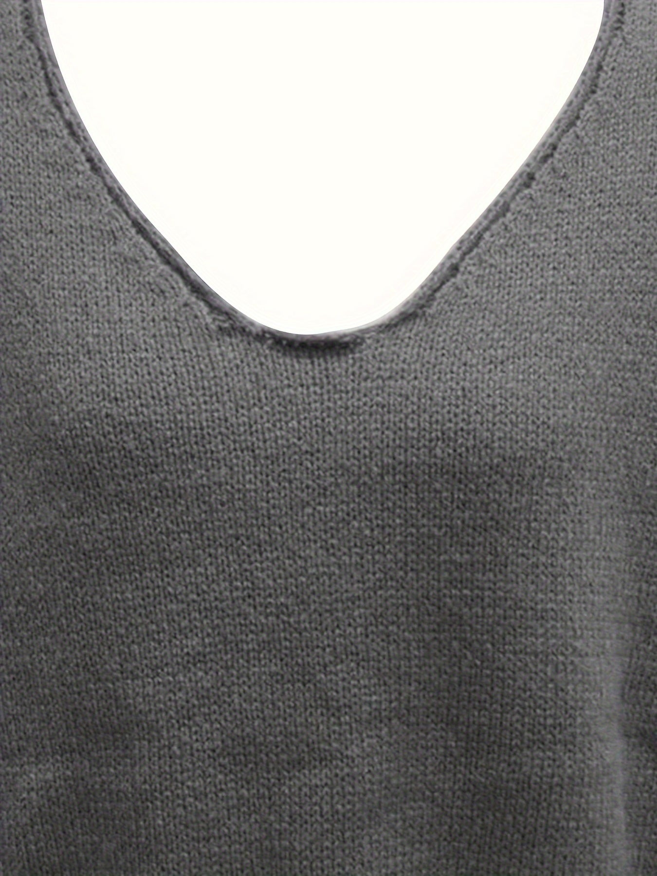  Solid Long Sleeve V Neck High Stretch Jumper