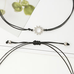 Alloy Couple Wax Wire Bracelets Sun Moon Bracelets