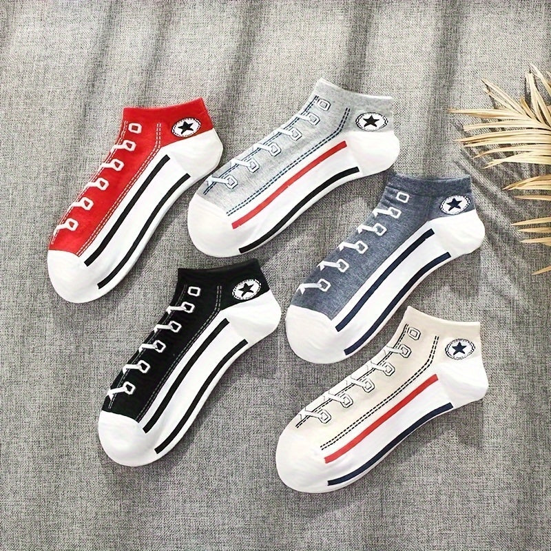 Canvas Shoes Print Ankle Socks Women's Stockings