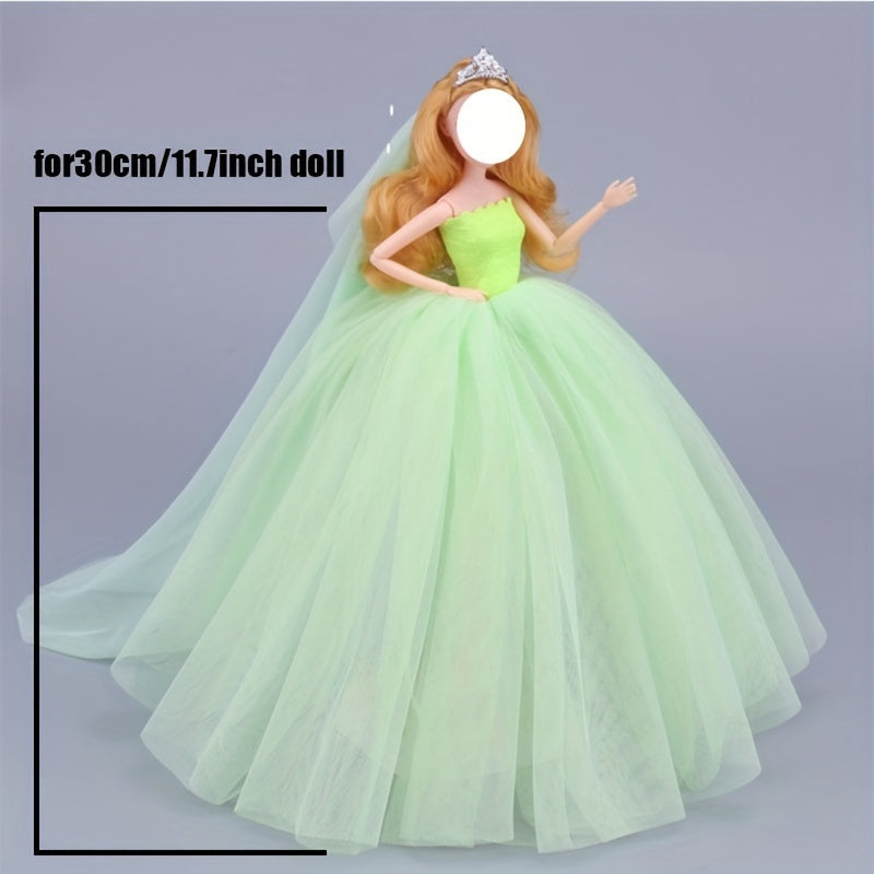Bjd 30cm Doll Clothing Wedding Dress Skirt with Headscarf