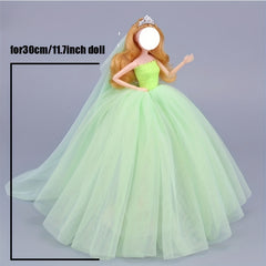 Bjd 30cm Doll Clothing Wedding Dress Skirt with Headscarf