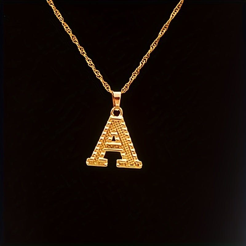 Golden Initial A Pendant Necklace Dainty Letter A Charm Alphabets Jewelry