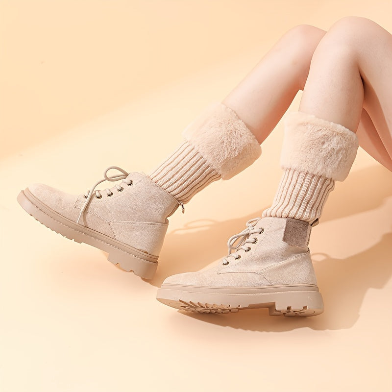 Fuzzy Stitching Leg Warmers Ribbed Socks Women's Stockings