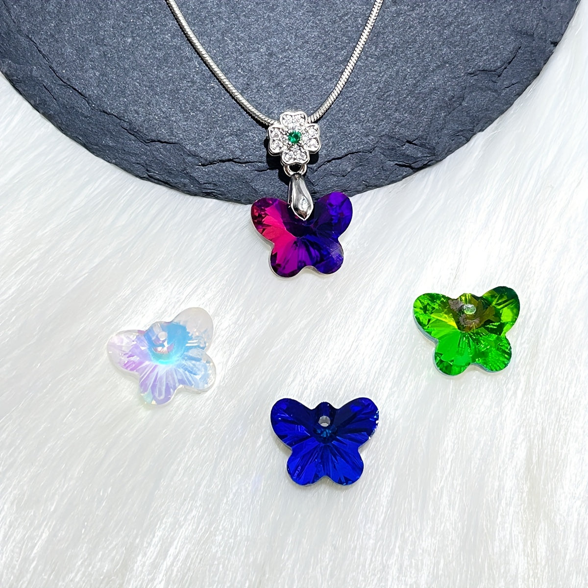 5 Crystal Butterfly Red DIY Pendant Earrings