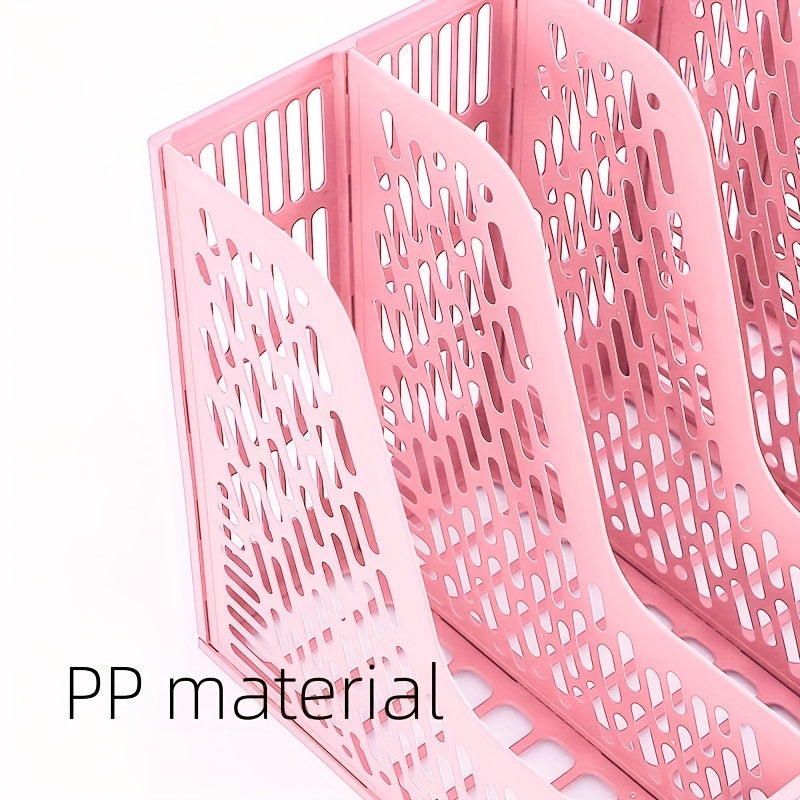 Pink Thickened Four-link File Holder Desk Storage Rack
