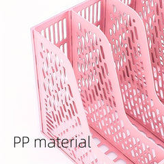 Pink Thickened Four-link File Holder Desk Storage Rack