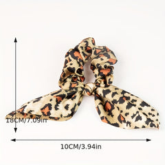 Leopard Pattern Scrunchies Rabbit Ears Hair Tie Ponytail Holder