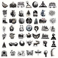 60pcs Dark Gothic Outdoor Graffiti Stickers Waterproof DIY Handbook Sticke