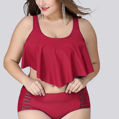  Mesh High Rise Bikini Set Women's Plus Stretch Modest Swimsuit