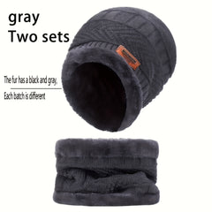 Winter Fleece lined Knit Hat Scarf Touch Gloves 3pc Set