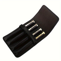 PU Leather 4 Slots Pen Case Office School Supplies Pouch Creative Gift