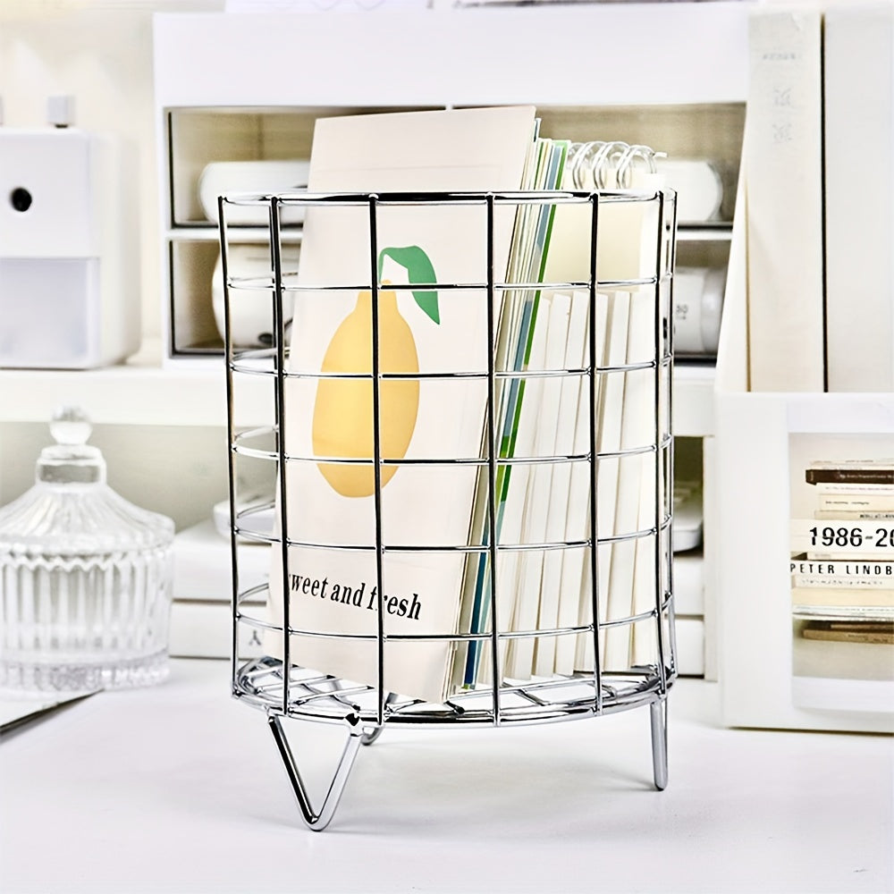 Iron Desktop Storage Basket Sundries Shelf Large Capacity Retro Style